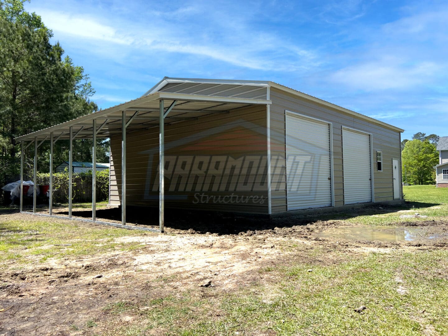 Two Car Garage with Lean-to - Paramount Structures