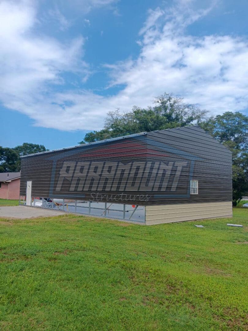 Metal building with a single window.